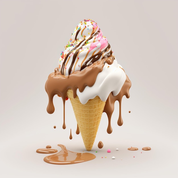 Photo melting realistic 3d ice cream