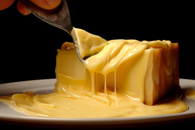 A melting stick of butter on a plate AI generated