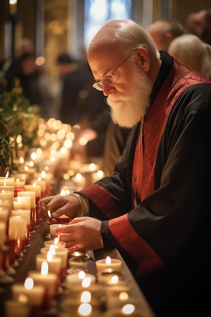 Foto membro benedizione candele il giorno di candlemas creato con ai generativo