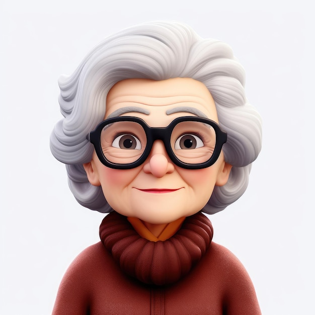 Memoji beautiful grandmother on a white background emoji cartoon character