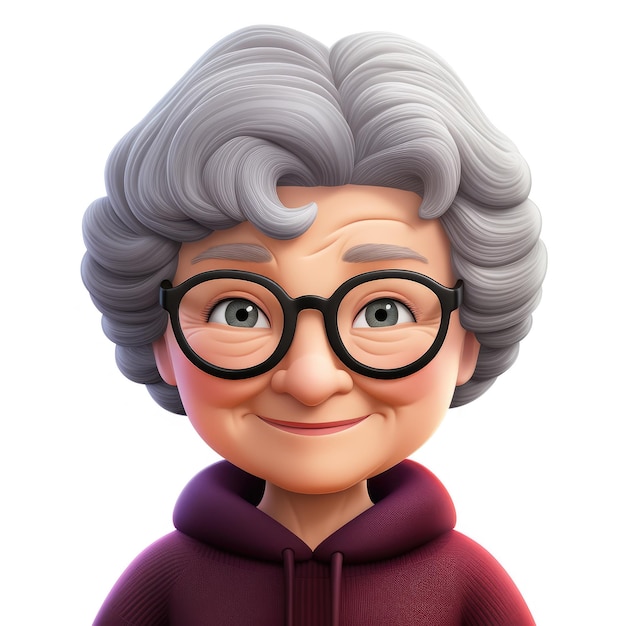 Memoji beautiful grandmother on a white background emoji cartoon character