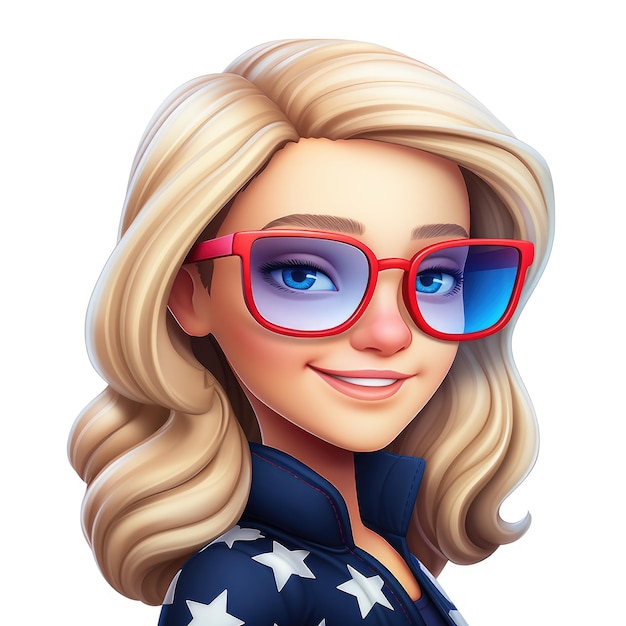 memoji emoji mooie glimlachende Amerikaanse vrouw op een witte achtergrond