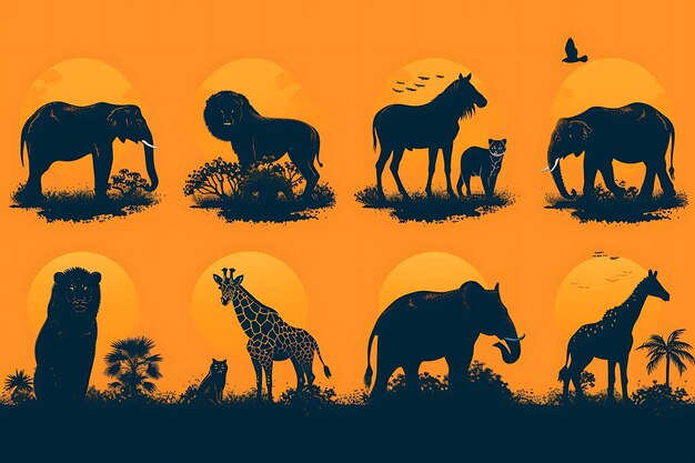 Foto identità di marca memorabile con silhouette di animali astratti creativi che simboleggiano i valori della tua azienda