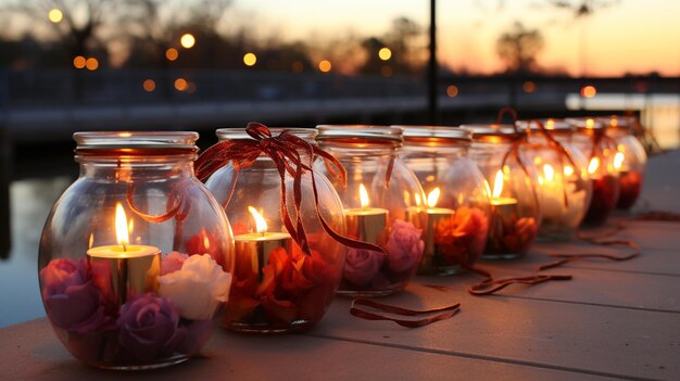 Photo memorial candles flickering in the evening wallpaper