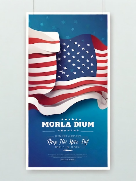 Memorial Day 29th May flyer ontwerp met grafsteen en vlag patroon illustratie