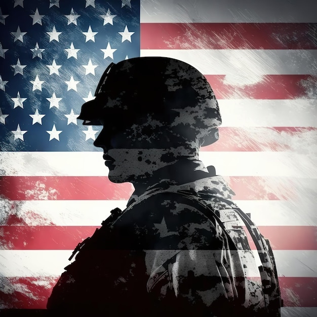 День памяти на фоне американского флага Развевающийся флаг Соединенных Штатов Америки