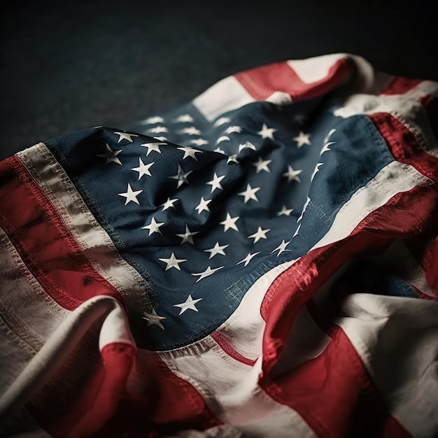 Memorial Day on American flag Background Waving flag of the United States of America