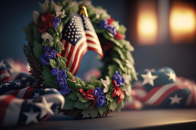 현충일 미국 국기와 함께 봉사한 모든 사람을 기리는 기념일 애국심을 기억하고 존중하십시오