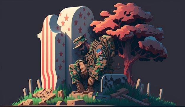 Memorial day illustration colorfull illustrationGenerative AI