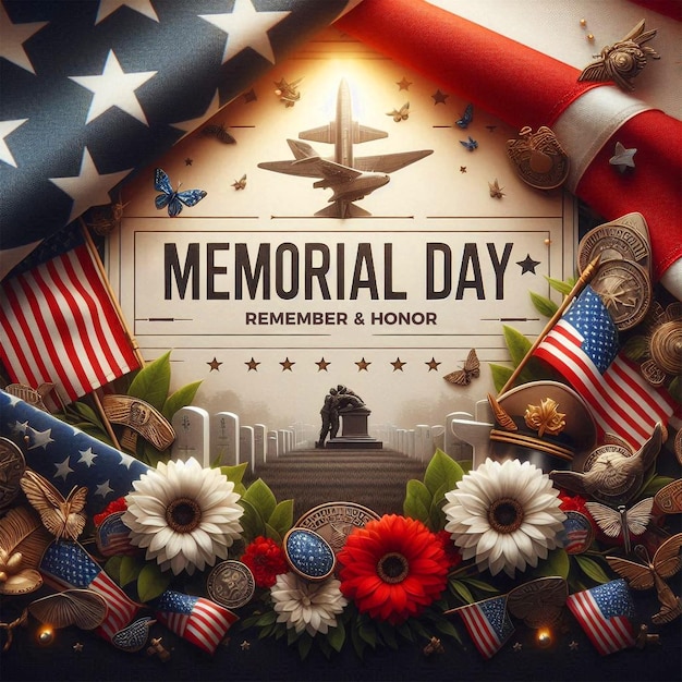 Photo memorial day remember and honor social media post memorial day background