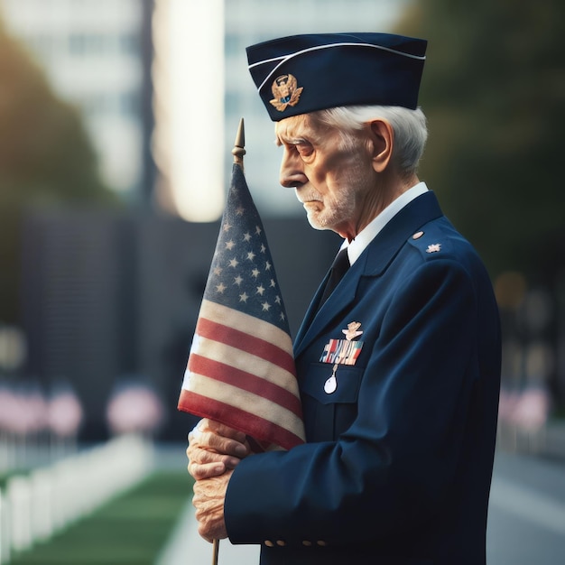 Memorial Day Tribute by Veteran in Uniform