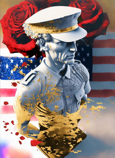 Memorial Day USA Army illustratie aquarel eerbetoon collage