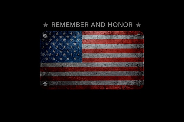 Memorial Day USA Veterans Day Flag of the United States of America on a black background