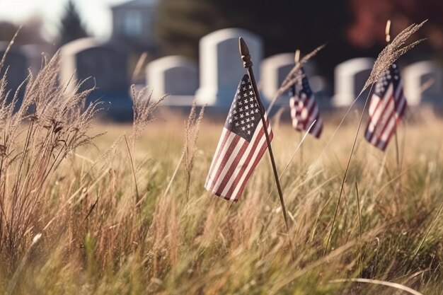 Foto giorno della memoria con bandiera americana ia generativa