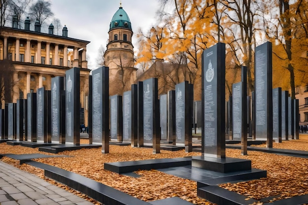 Photo the memorial for the fallen leaves