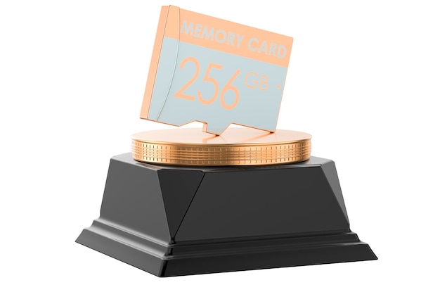 Memory card golden award concept 3D rendering