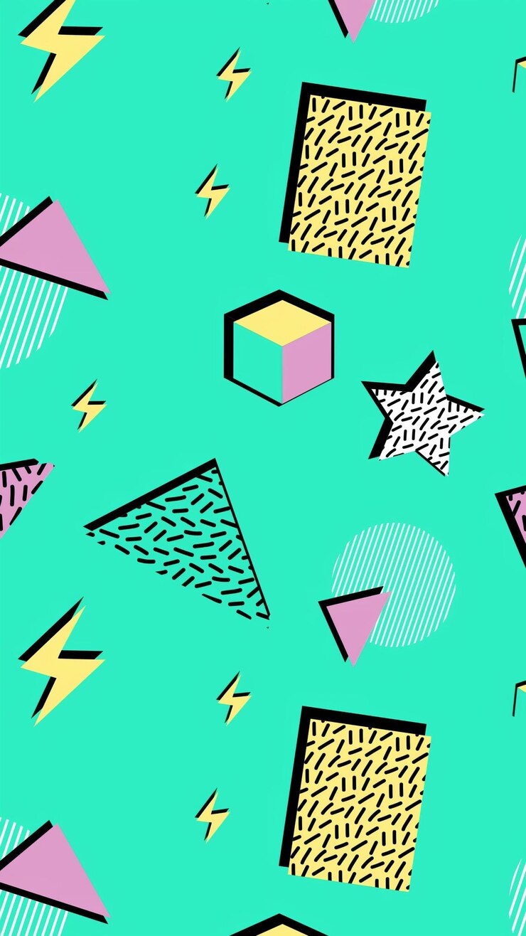Photo memphis background retro background with orange pink yellow figures abstract background for design
