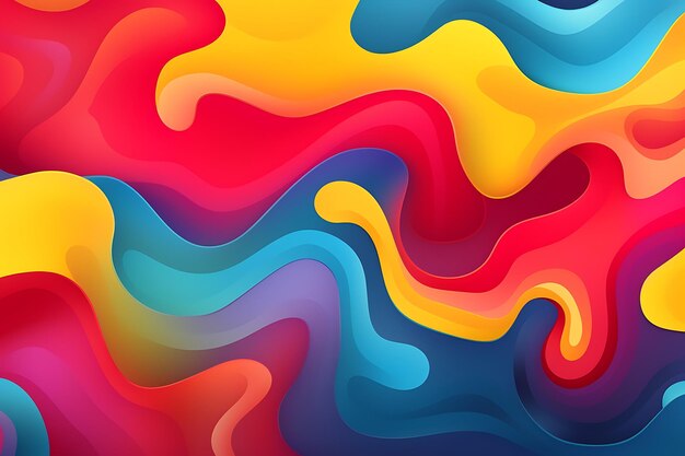 Memphis gradient background with liquid shapes dynamic holograp