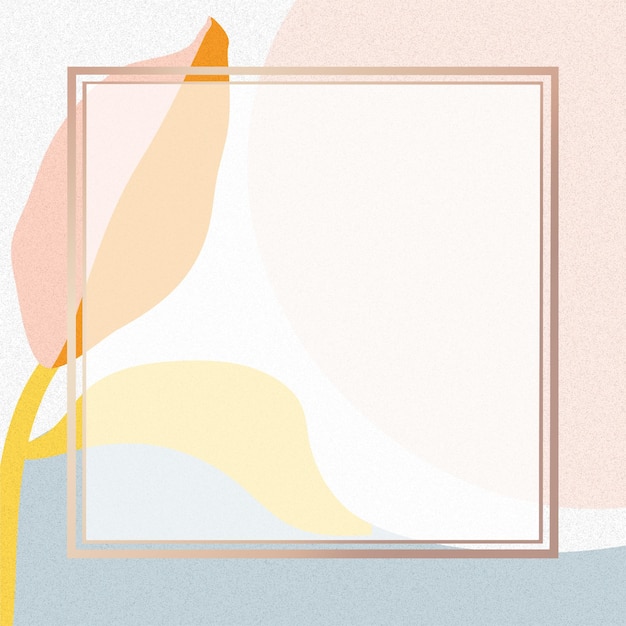 Memphis pattern png square frame in gold