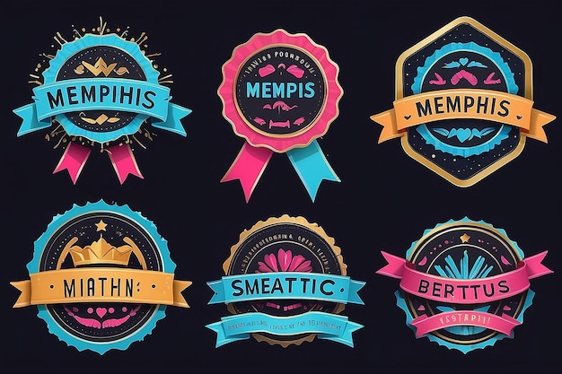 Foto memphis styled design elementen lint labels tags emblemen