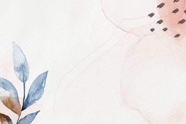 Memphis watercolor with leaves background