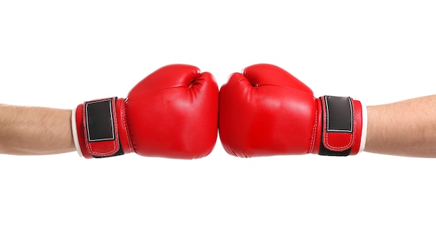 Photo men in boxing gloves on white background