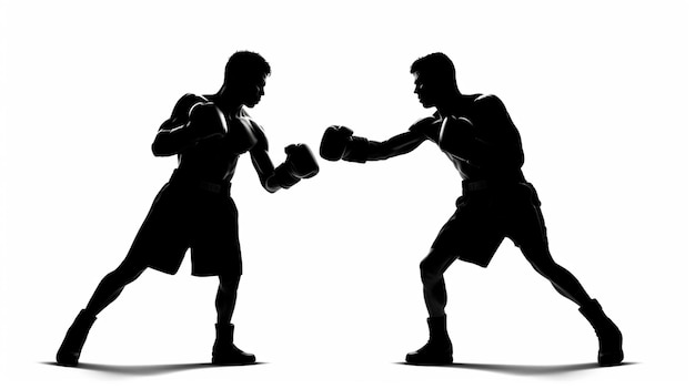 Photo men fighting in boxing pose on white background