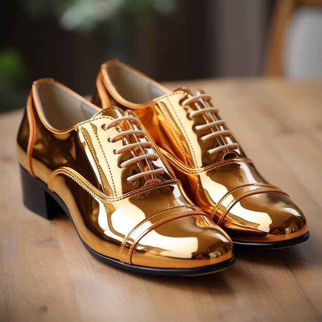 Premium AI Image | Men golden shoes