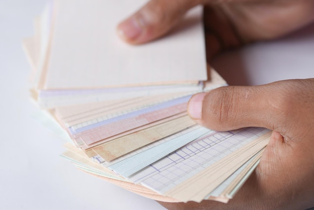 Men hand on craft paper close up