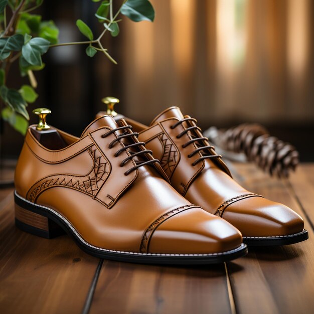 men leather derby shoes generative ai