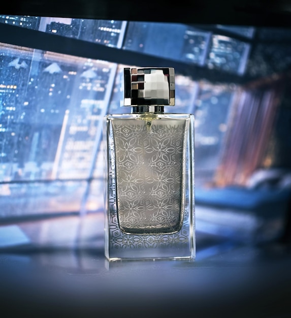 Men perfume on dark background