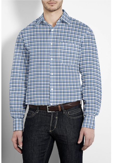 Men plaid check shirt w