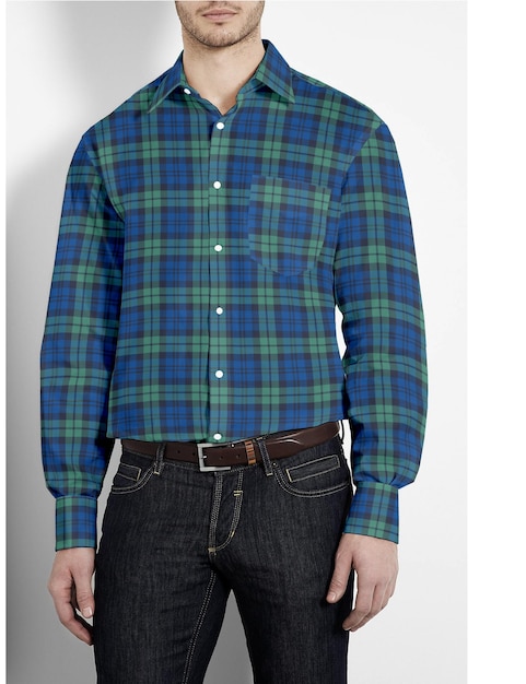 Photo men plaid check shirt