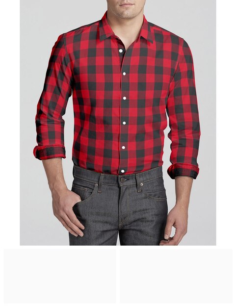 Photo men plaid shirt with easy care finish