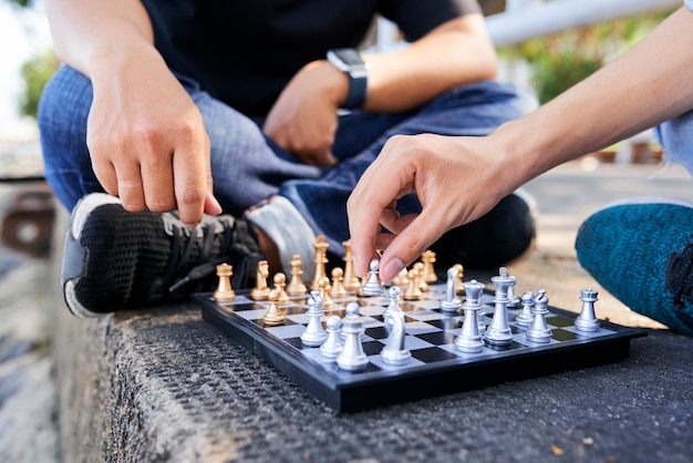 Men playing chess