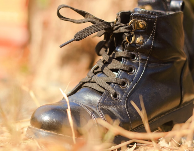 Men's Black Leather Work Shoes.