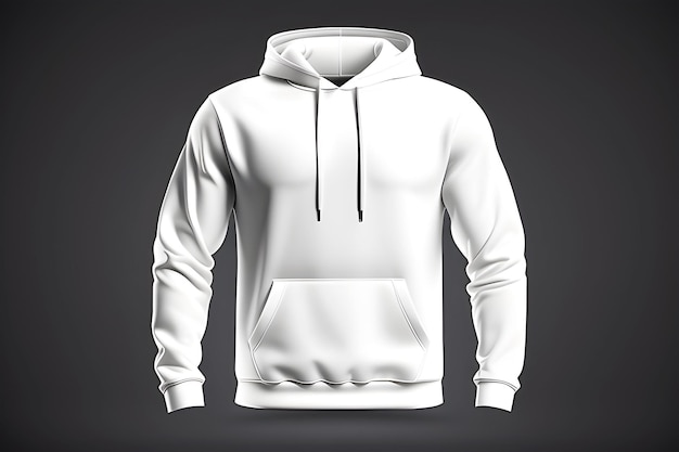 Men's blank white hoodie isolated on a black background with space for design