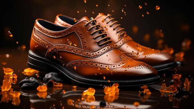 Фото Мужская обувь brogue на коричневом