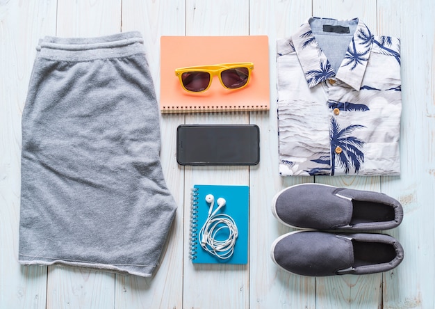 men's casual outfits of traveler, summer holiday