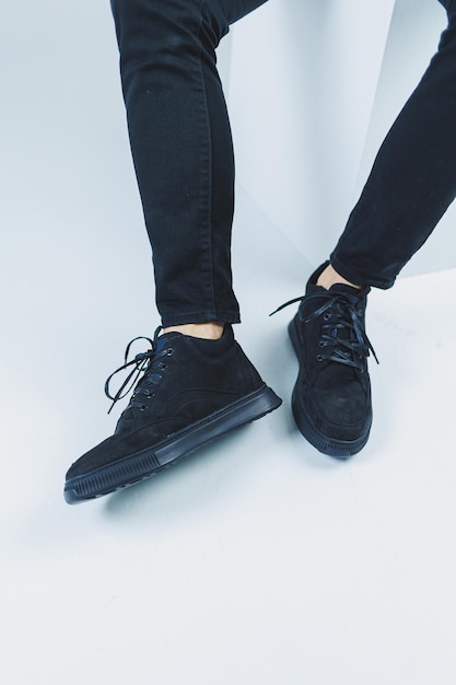 Men's casual shoes in black color made of genuine leather men
on shoes in black lace shoes high quality photo