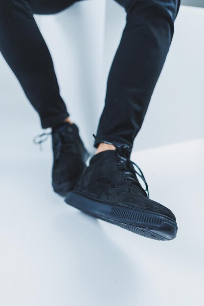 Men's casual shoes in black color made of genuine leather men
on shoes in black lace shoes high quality photo