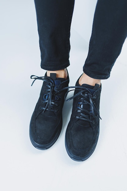 Men's casual shoes in black color made of genuine leather men
on shoes in black lace shoes high quality photo