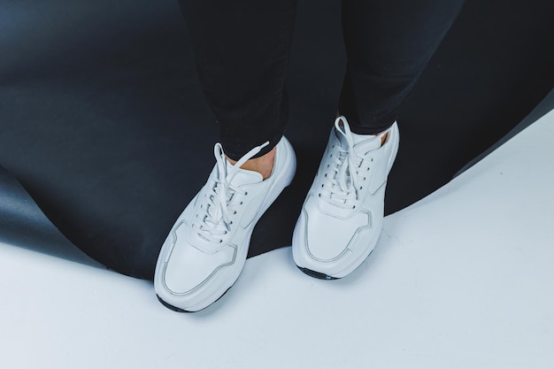 Men's casual white shoes made of genuine leather men on shoes
in white sneakers high quality photo