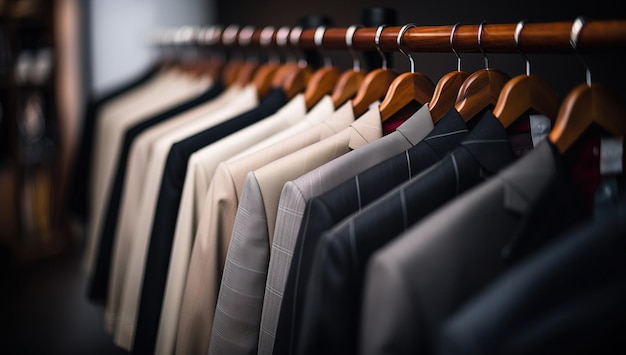 Men's clothing on a hanger in a fashion store