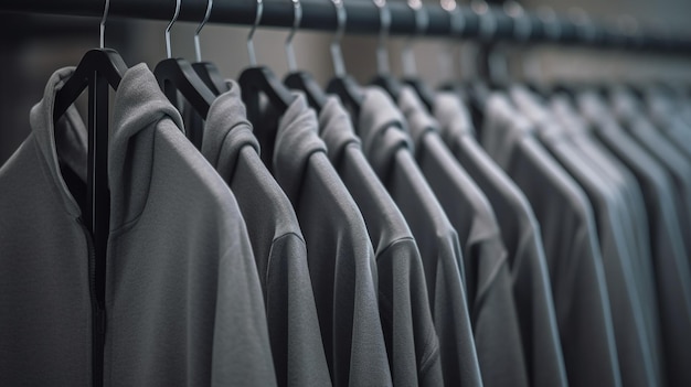 Men's clothing on hangers in the store Toninggenerative ai