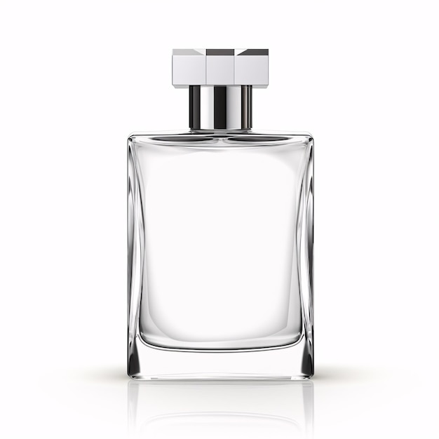 男性用の白い香りに分離された美しい透明なガラス瓶に入ったメンズ オード パルファム
