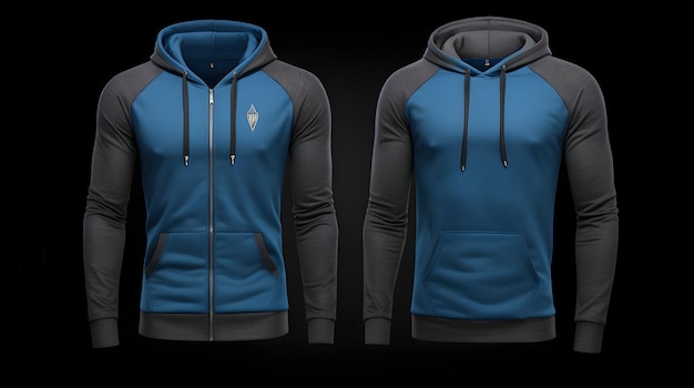 men's hoody with hood front and back for your design mockup for print