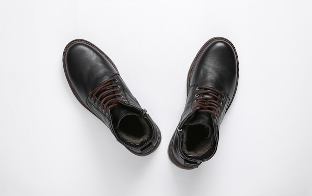 Men's leather boots on a white background