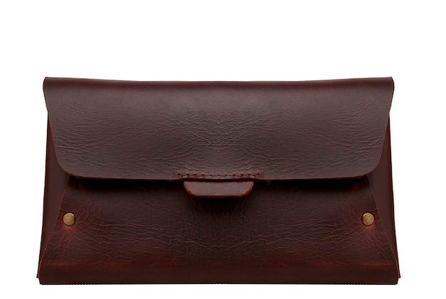 Men's leather purse on a white background