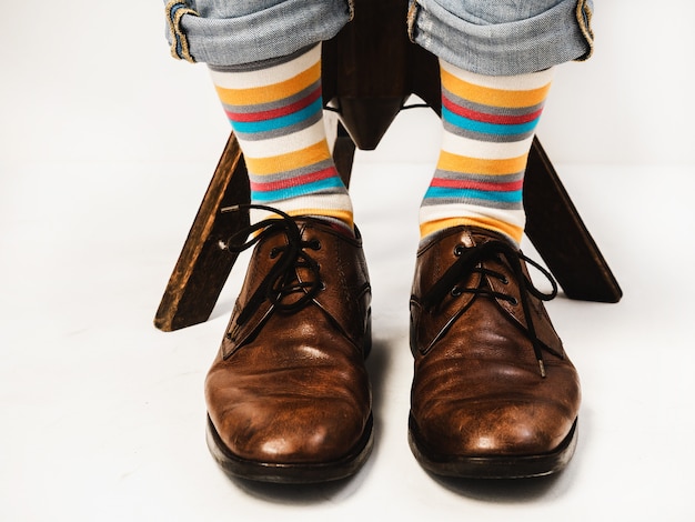 Men's legs in bright socks